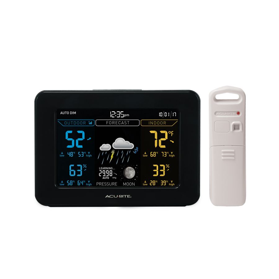 Acurite Wireless Thermometer Show Time Day Date Indoor/Outdoor