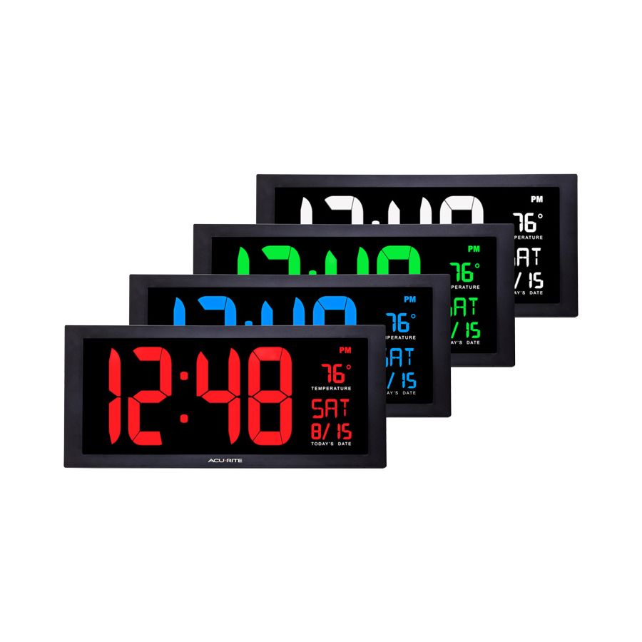 Large Digit LED Calendar Clock with Indoor Temperature and 18" Options) – Clocks | AcuRite Weather
