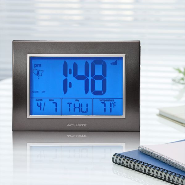7-inch Atomic Alarm Clock with Date, Day of Week and Temperature- Clocks |  AcuRite Weather
