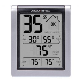 AcuRite 00613 Digital Hygrometer & Indoor Thermometer Pre-Calibrated  Humidity Gauge, 3 H x 2.5 W x 1.3 D, Black