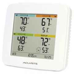 Angled view of the Home Environment Display with 4-Zone Indoor & Outdoor Capability - AcuRite Home Monitoring Devices