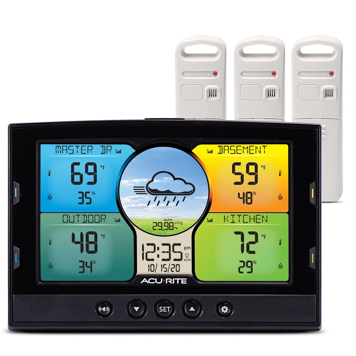Hd Weather Station Multi-function Lcd Display Indoor Outdoor Thermometer  Hygrometer With Remote Sensors