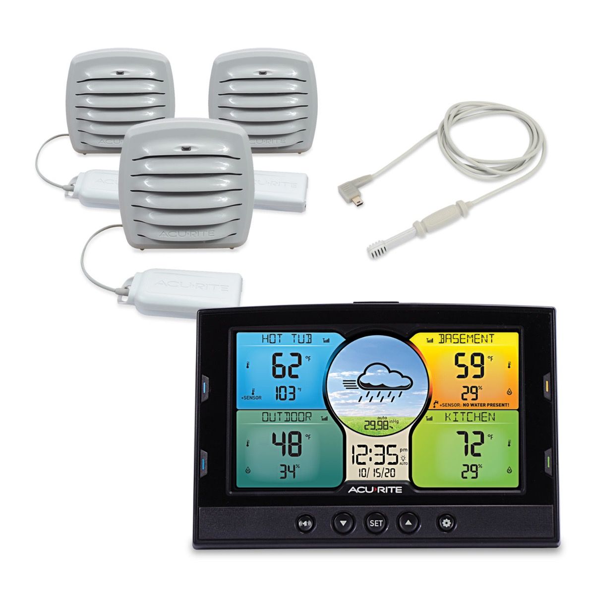 Hot Indoor Outdoor Thermometer Monitor With Probe Sensor Wired