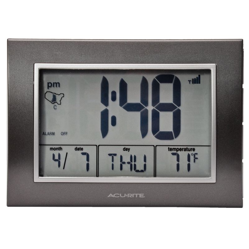 7-inch Atomic Clock with Date, Day of and Temperature- Clocks | AcuRite