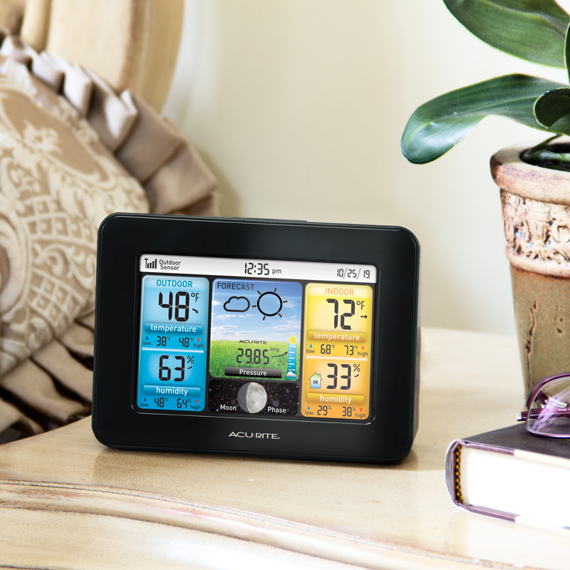AcuRite Color Weather Station on bedside table