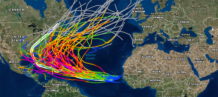NOAA Historical Hurricane Tracks