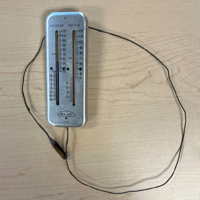 1950s Indoor/Outdoor Thermometer with Outdoor Temperature Probe.