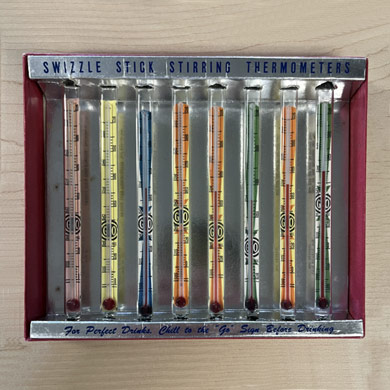 1960s AcuRite Swizzle Stick Stirring Thermometers.